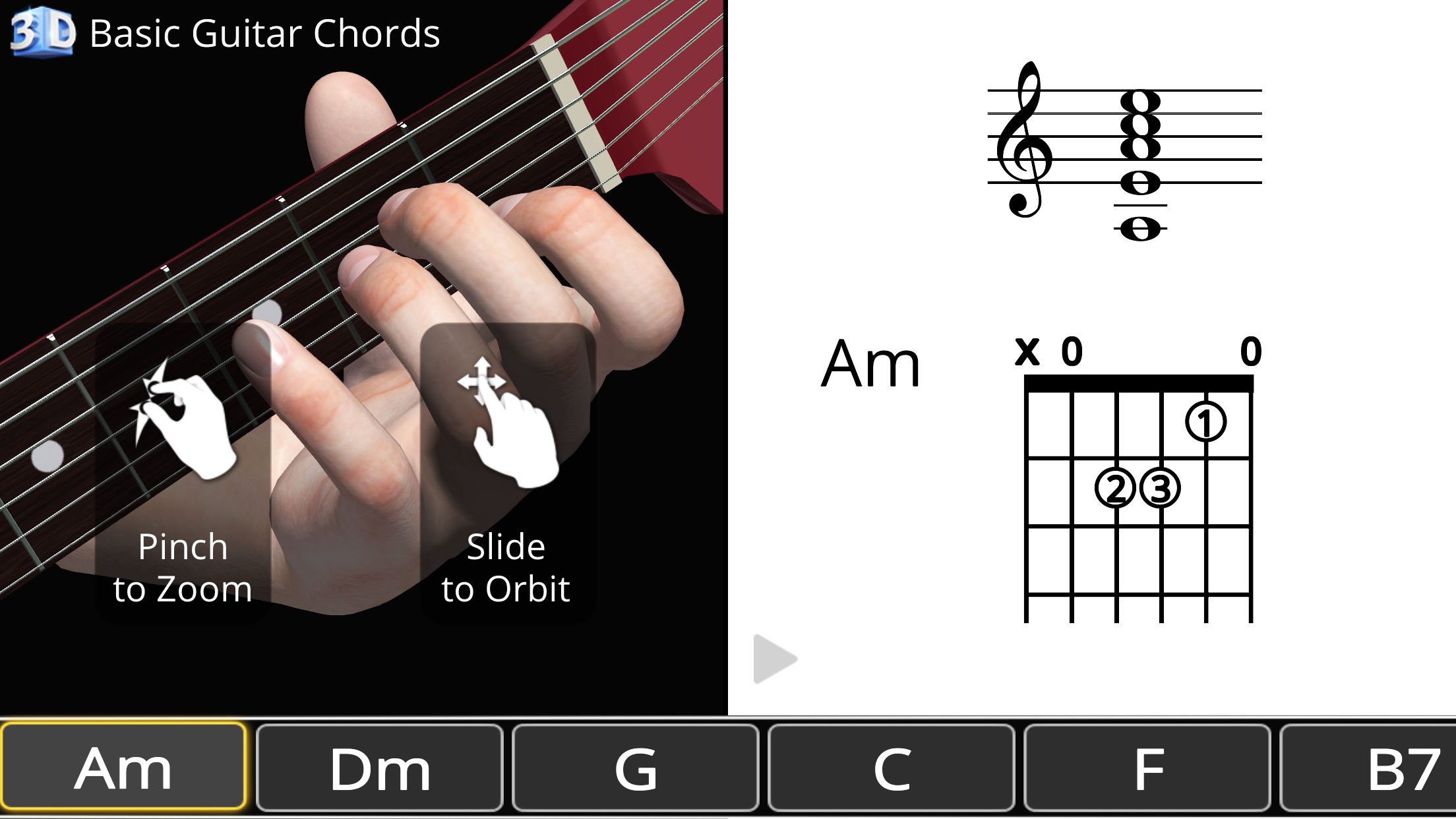 Basic Guitar Chords 3D Screenshot 1