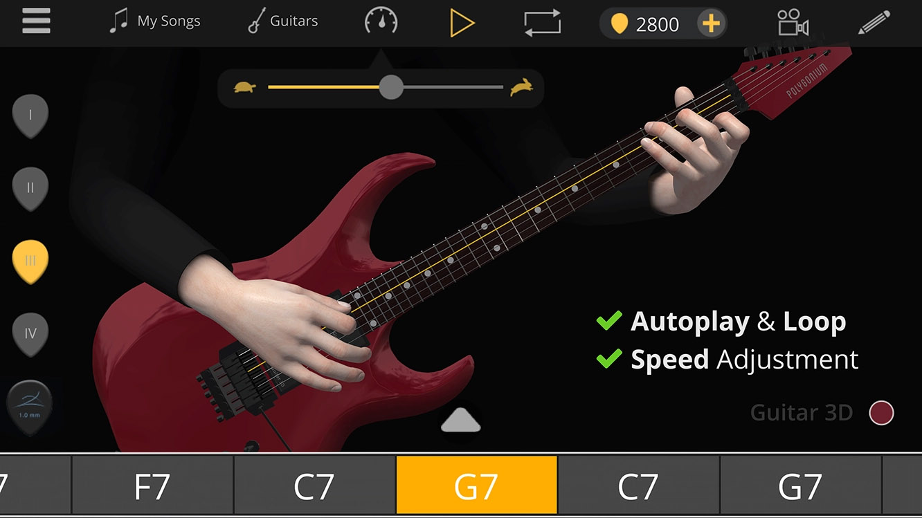Guitar 3D Studio metronome, tuner, chord chart