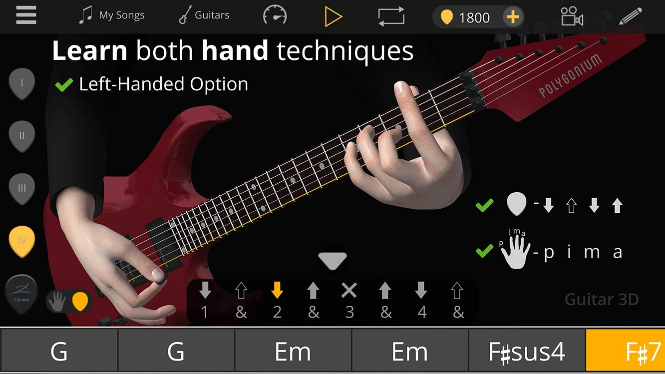 Guitar 3D Studio strumming patterns