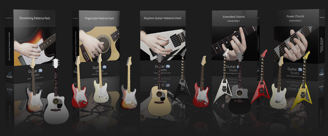 Guitar 3D Studio power chords and extended chords