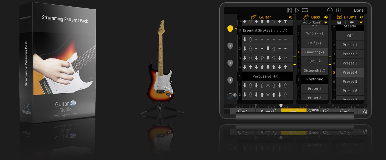 Guitar 3D Studio strumming patterns