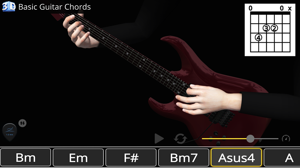 Basic Guitar Chords 3D Lefty Support